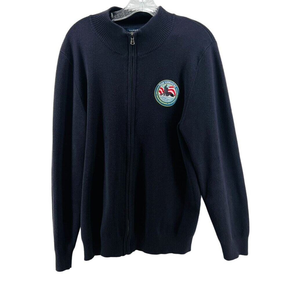 Lands End Men's M Long Sleeve Sweater Jacket  Team Submarine Naval Sea Systems